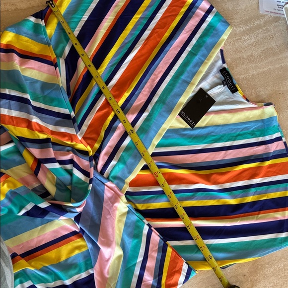 ELOQUII Dress, bold Multicolor Stripes, tie waistband, mid calf. Size 24. NWT - Picture 13 of 17